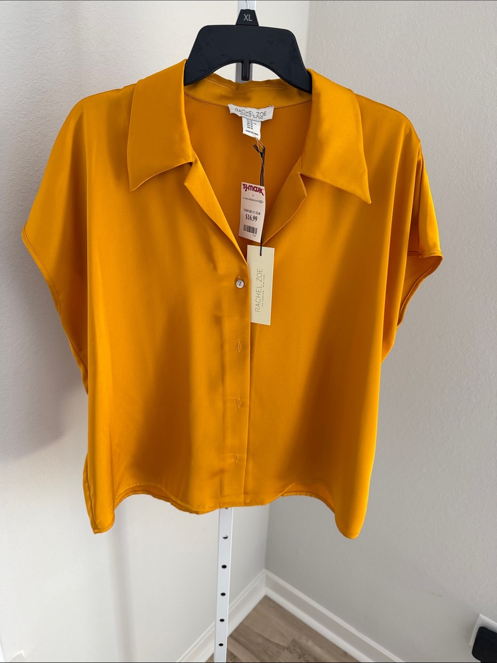 Rachel Zoe Golden Mustard Short-Sleeve Button-Down Blouse